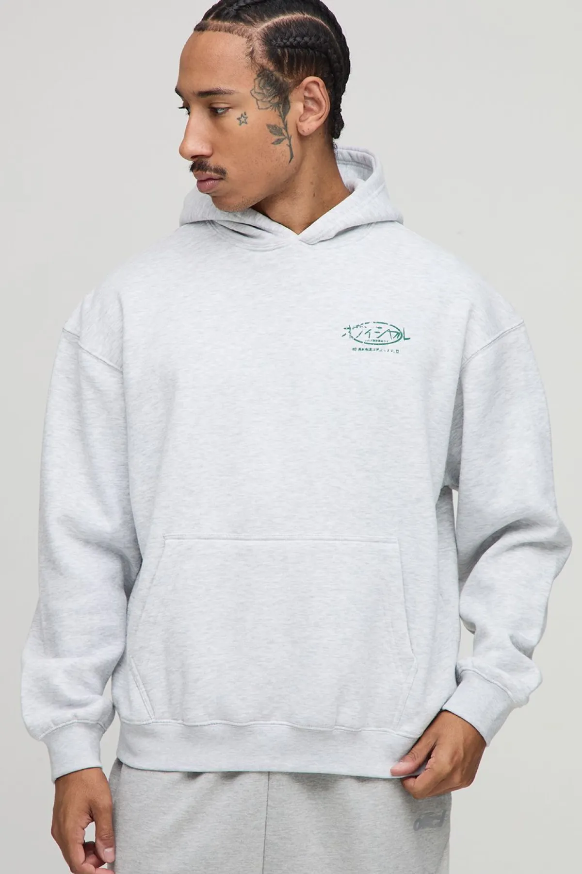 boohooMAN Sweat à capuche graphique Bonsai oversize<Homme Sweats À Capuche Et Sweatshirts|Sweats À Capuche Grande Taille