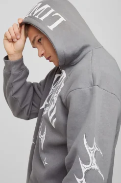 Sweat à capuche graphique oversize à zip intégral en édition limitée