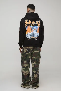 Sweat à capuche graphique pour homme, gothique, surdimensionné, avec motif de dés