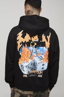 Sweat à capuche graphique pour homme, gothique, surdimensionné, avec motif de dés