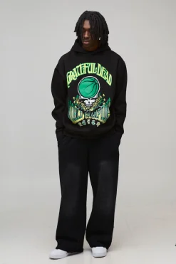 boohooMAN Sweat à capuche imprimé oversize sous licence Grateful Dead<Homme Sweats À Capuche Et Sweatshirts|Sweats À Capuche Grande Taille
