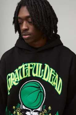 boohooMAN Sweat à capuche imprimé oversize sous licence Grateful Dead<Homme Sweats À Capuche Et Sweatshirts|Sweats À Capuche Grande Taille