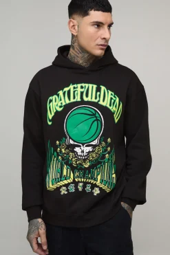 Sweat à capuche imprimé sous licence Grateful Dead, pour personnes de grande taille et à coupe ample