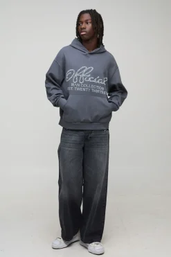 Sweat à capuche Interlock surdimensionné, au style boxy orné de fausses perles