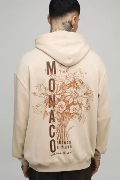 Sweat à capuche long et surdimensionné Monaco à imprimé floral