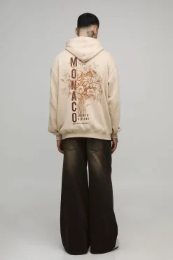 Sweat à capuche long et surdimensionné Monaco à imprimé floral