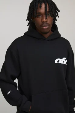 Sweat à capuche long, surdimensionné et de coupe carrée à imprimé OFCL & survêtement jogger à coupe ample avec cordon allongé