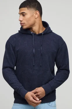 Sweat à capuche Navy Regular Fit, édition limitée, délavé et imprimé
