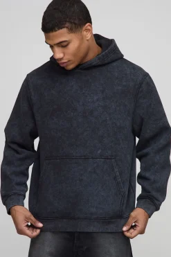 Sweat à capuche noir lavé, coupe régulière, édition limitée, imprimé tonal