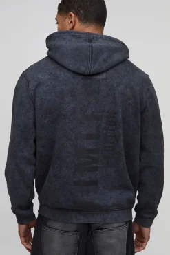 Sweat à capuche noir lavé, coupe régulière, édition limitée, imprimé tonal