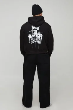 boohooMAN Sweat à capuche surdimensionné à la coupe carrée avec impression graffiti tatouage à fermeture éclair intégrale<Homme Sweats À Capuche Et Sweatshirts|Sweats À Capuche Et Sweats