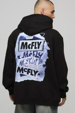 Sweat à capuche noir surdimensionné imprimé « McFly License »