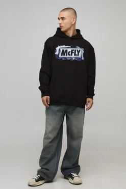 Sweat à capuche noir surdimensionné imprimé « McFly License »