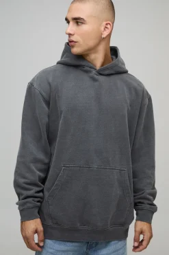 Sweat à capuche oversize Charcoal Colorado lavé à imprimé Location
