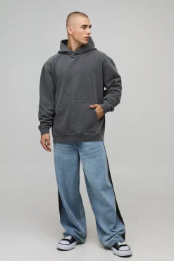 Sweat à capuche oversize Charcoal Colorado lavé à imprimé Location