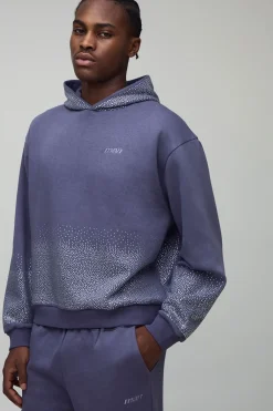 Sweat à capuche oversize à coupe carrée orné de strass et pantalon de jogging à jambes larges