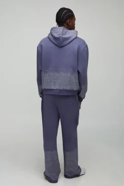 Sweat à capuche oversize à coupe carrée orné de strass et pantalon de jogging à jambes larges