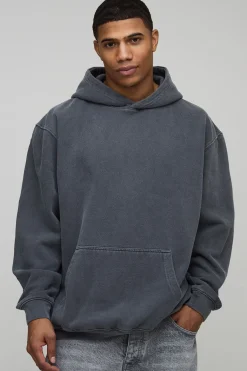 Sweat à capuche oversize gris lavé imprimé Versailles
