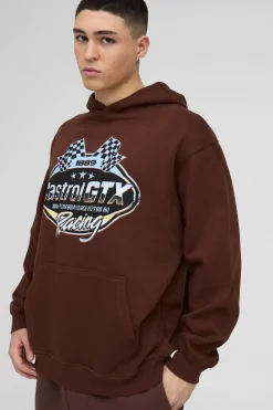 Sweat à capuche oversize imprimé Castrol Racing License