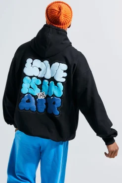 boohooMAN Sweat à capuche oversize « Love Is In The Air » imprimé puff<Homme Sweats À Capuche Et Sweatshirts|Sweats À Capuche Et Sweats