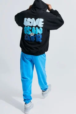 boohooMAN Sweat à capuche oversize « Love Is In The Air » imprimé puff<Homme Sweats À Capuche Et Sweatshirts|Sweats À Capuche Et Sweats