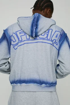 Sweat à capuche oversize style boxy avec détail de couture loopback et fermeture éclair traversante