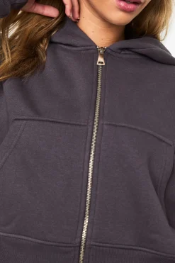Sweat à capuche oversize à zip et manches ballon, style boxy