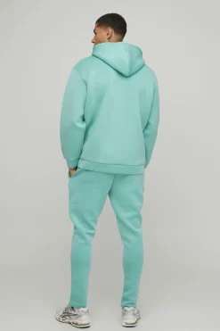 Sweat à capuche oversize à zip intégral en scuba fusionné