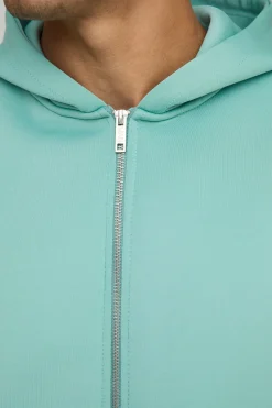 Sweat à capuche oversize à zip intégral en scuba fusionné
