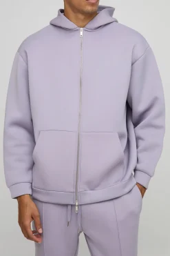 Sweat à capuche oversize zip Through Bonded Scuba