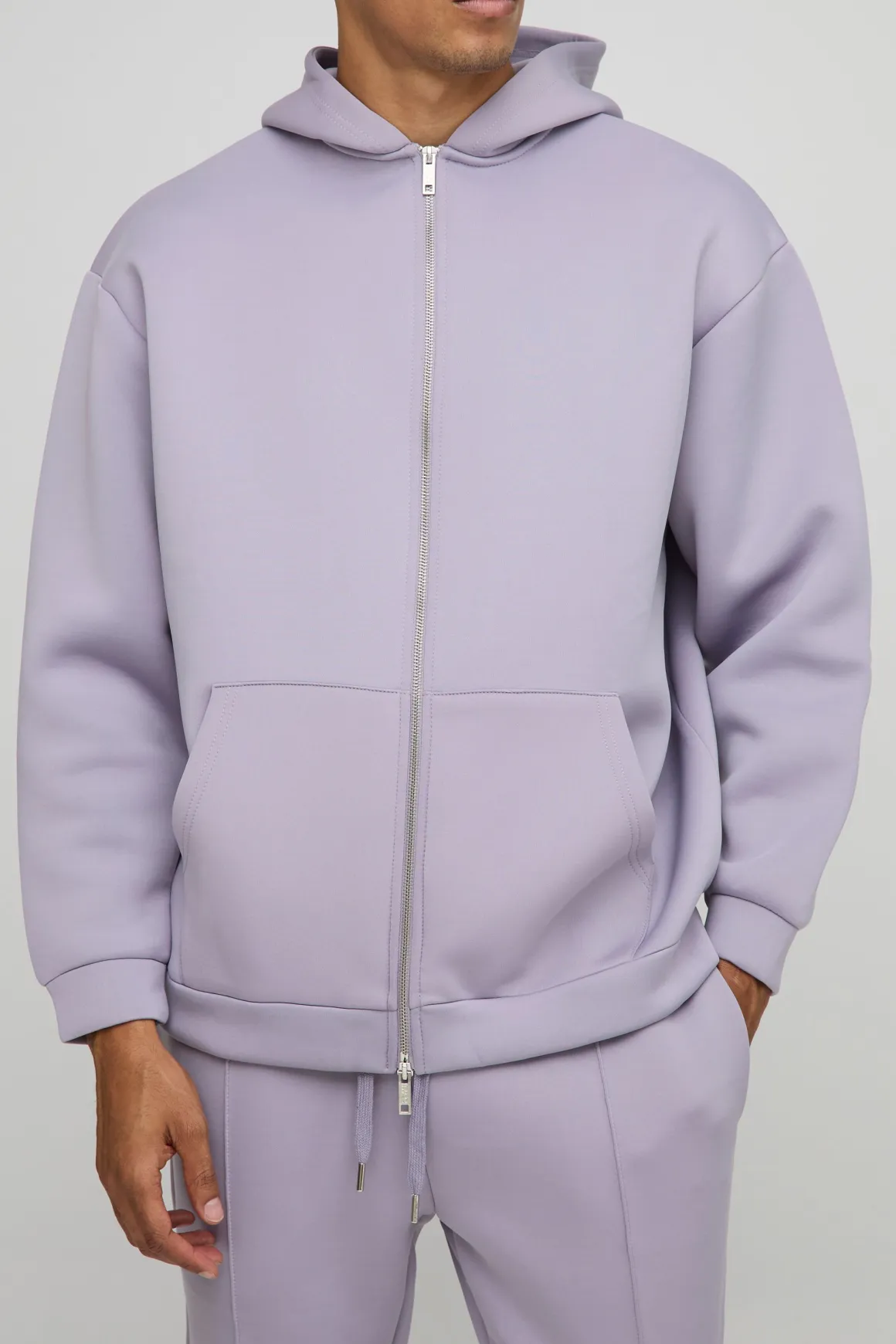 Sweat à capuche oversize zip Through Bonded Scuba