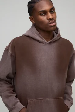 Sweat à capuche surdimensionné à effet de lavage par pulvérisation, à enfiler par-dessus la tête
