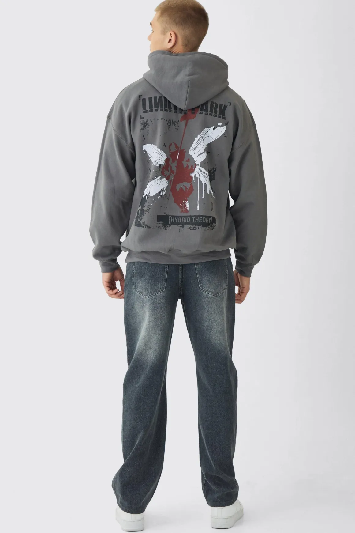 Sweat à capuche surdimensionné sous licence Linkin Park Wash