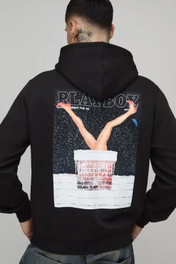 Sweat à capuche tall surdimensionné Playboy Noël Licence Imprimée