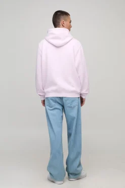 Sweat à capuche Tokyo brodé, coupe régulière, rose délavé