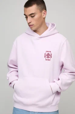 Sweat à capuche Tokyo brodé, coupe régulière, rose délavé