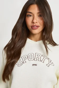 Sweat à capuche tricoté brodé sportif