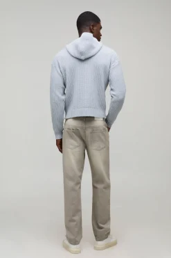 Sweat à capuche tricoté côtelé à coupe boxy