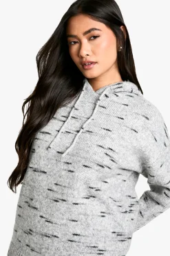 boohoo Sweat à capuche tricoté oversize en maille douce Marl<Femme Pulls Et Gilets|Toutes Les Mailles