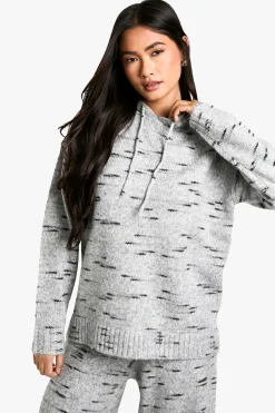 boohoo Sweat à capuche tricoté oversize en maille douce Marl<Femme Pulls Et Gilets|Toutes Les Mailles