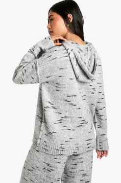 boohoo Sweat à capuche tricoté oversize en maille douce Marl<Femme Pulls Et Gilets|Toutes Les Mailles