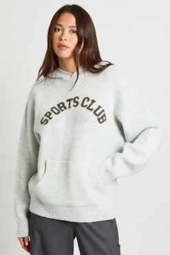 boohoo Sweat à capuche tricoté oversize Sports Club<Femme Pulls Et Gilets|Toutes Les Mailles