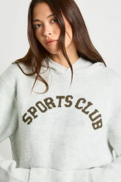 boohoo Sweat à capuche tricoté oversize Sports Club<Femme Pulls Et Gilets|Toutes Les Mailles