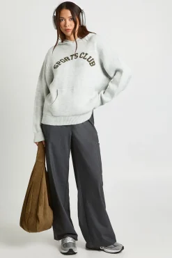 boohoo Sweat à capuche tricoté oversize Sports Club<Femme Pulls Et Gilets|Toutes Les Mailles