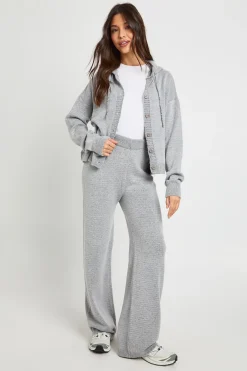 boohoo Sweat à capuche tricoté oversize à boutons et pantalon à jambes larges<Femme Pulls Et Gilets|Toutes Les Mailles