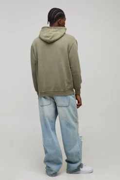 Sweat à capuche western imprimé, oversize et boxy, en khaki lavé