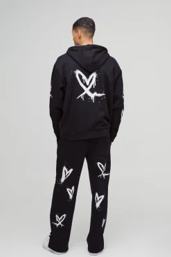 boohooMAN Sweat à capuche zippé Heart surdimensionné<Homme Sweats À Capuche Et Sweatshirts|Sweats À Capuche Et Sweats