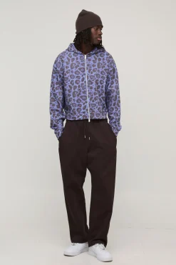 boohooMAN Sweat à capuche zippé à imprimé léopard, coupe rétrécie<Homme Sweats À Capuche Et Sweatshirts|Sweats À Capuche Et Sweats