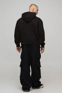 Sweat à capuche zippé oversized à coupe boxy et imprimé étoilé