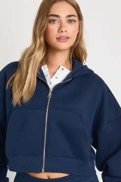 Sweat à capuche zippé oversize en coupe boxy à manches ballon